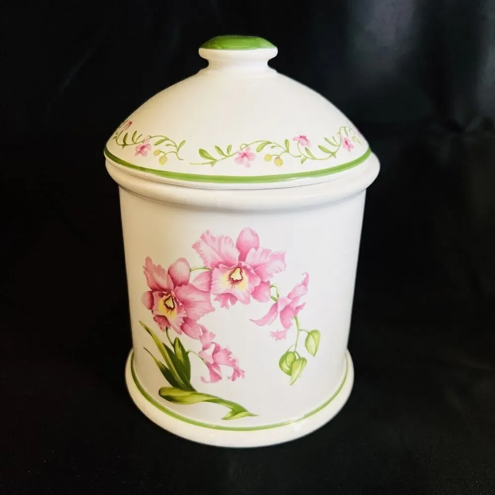 Vintage Williams Sonoma RB Bernarda Portugal Botanical Canister Jar With Lid